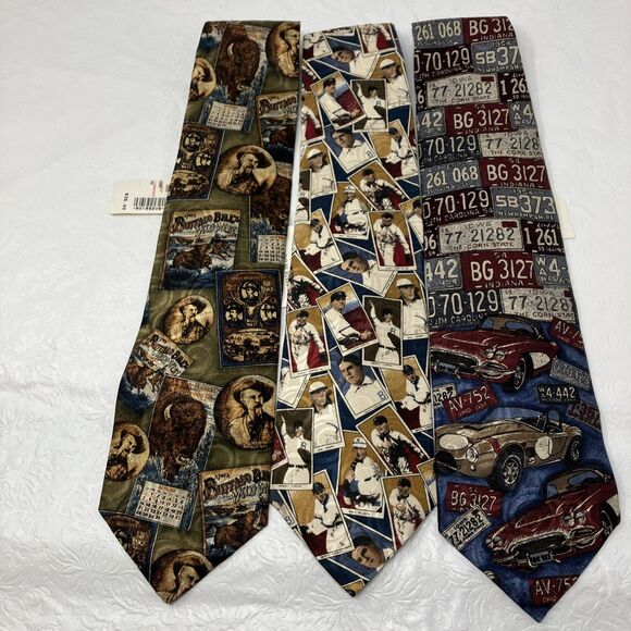 3 NWT Guess George Marciano Ties Neckties Dad Father Cars Baseball Western - Picture 1 of 11
